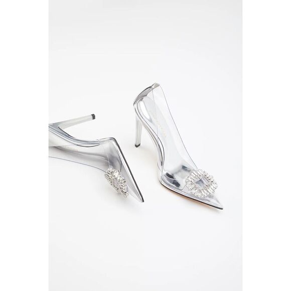 Good American Women's CINDER-F*CKING-RELLA Jeweled Stiletto Pumps Size 11.5 NEW - Picture 3 of 9